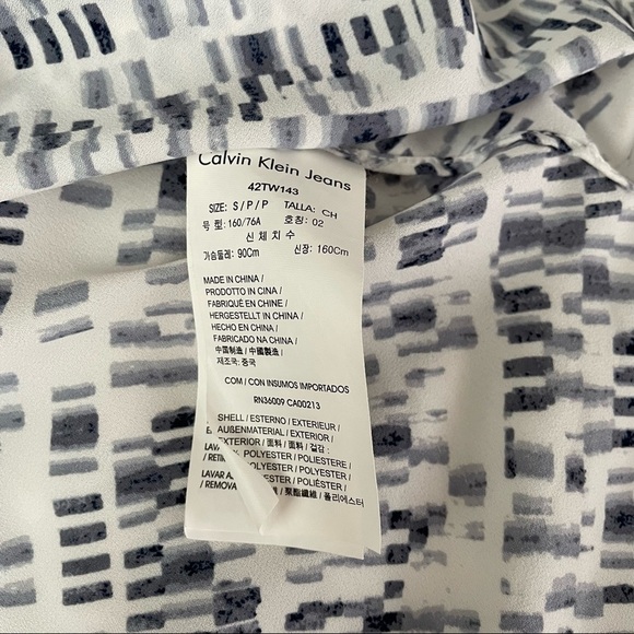 Calvin Klein SMALL Sleeveless Blouse Grey Blue Abstract - Picture 4 of 5